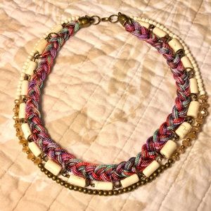 Boho braided beaded layered necklace